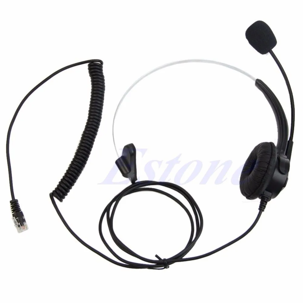 4 Pin RJ11 Corded Telephone Headset Call Center Operator Monaural Headphone