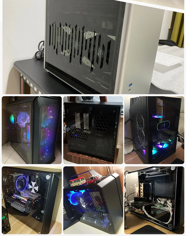 Através do Painel Placa de Cobertura Chassi Acrílico Plexiglass Respirável Backboard Personalizado Desktop Computador Host Lado Ver respirável placa de cobertura backboard personalizado desktop computador host lado