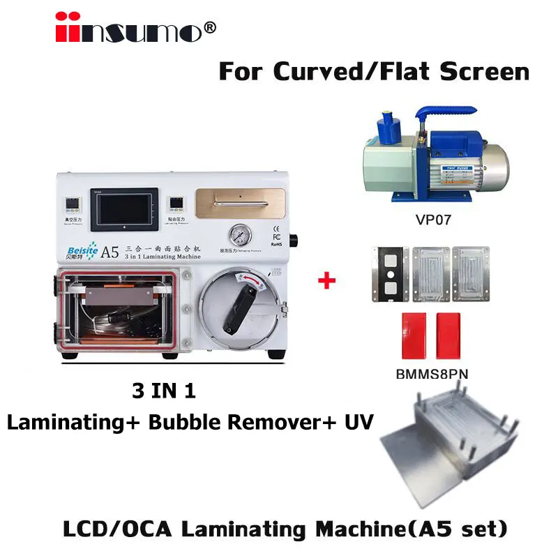 

3 In 1 A5 Set Newest LCD Screen Laminating Bubble Remover UV For Mobile Phone Curved / Flat Screen Lamination