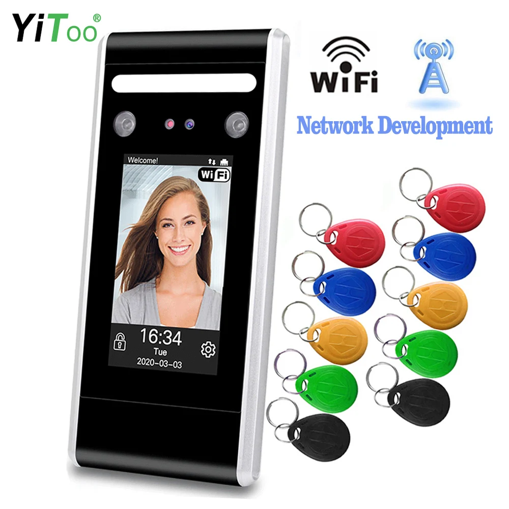 YiToo Wifi Face Recognition Access Control Dynamic Facial Detection Door Lock Face Attendance Machine Free Software TCP/IP USB fingerprint face recognition machine