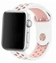 Высокое качество 42 мм, 38 мм, 40 мм, 44 мм, ремешок для iwatch, спортивный браслет для Apple Watch, ремешок, силиконовая серия 5, 4, 3, 2 и 1 - Цвет ремешка: white pink
