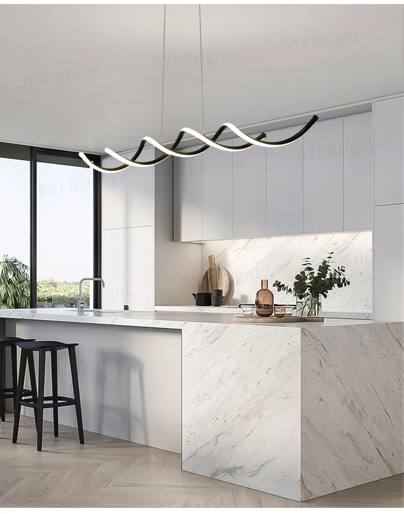 Современный светодиодный светильник-люстра черного/белого цвета, алюминиевая домашняя Люстра для столовой, кухни, бара, люстры