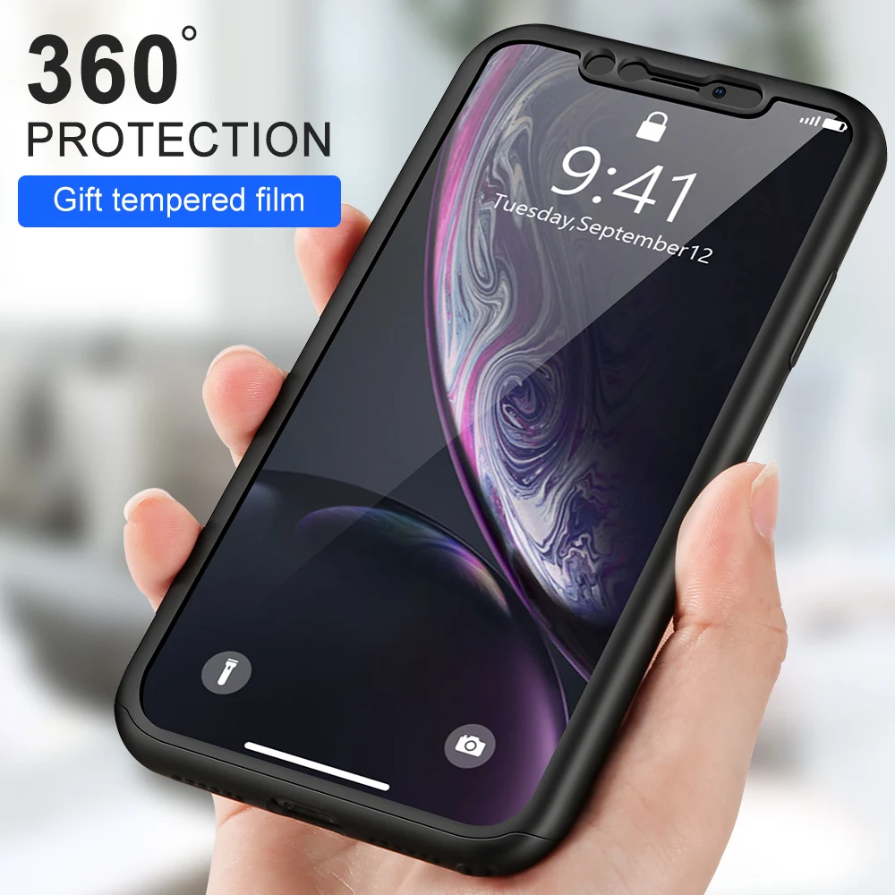 Твердый защитный чехол 360 дюйма для Xiaomi Mi 8 Lite SE A1 A2 однотонный Redmi Note 4X 5 Pro Plus 6