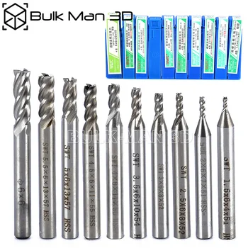 

10Pcs HSS 4 Flute Milling Cutter 1.5-6mm End Mill Tool Set Straight Shank Router Drill Bit CNC Tools for Wood Metal Engraver