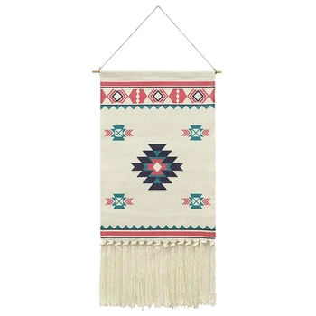 

Macrame Woven Wall Hanging Tapestry, Boho Home Decor,Geometric Art Decor Boho Backdrop,Room Door Decoration,Colorful