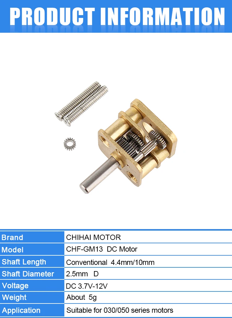 Description Picture 2 of itemChihai Motor CHF-GM13 (4.4/5.75/10MM D-Shaft) 13*12mm Square All-metal Reducer Gearbox For 050 030 Motor