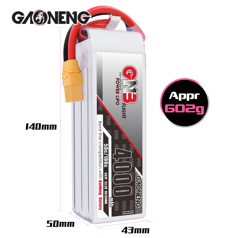 Gaoneng GNB 4000mAh 6S 50C/100C 22,2 V Lipo батарея XT60 XT90 T Разъем для RC Квадрокоптер самолет вертолет автомобиль