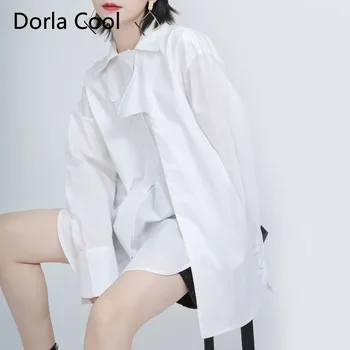 

High End Women Ins Chic Blouse Personality Designer Irregular Blouses White Tops Feminine Street Wear Party Tops Blusas Shirts