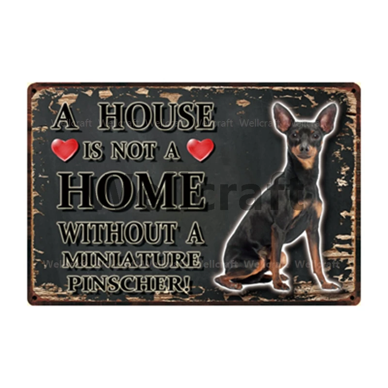 [WellCraft] постер Собака без миниатюрного металла Pinscher оловянный домашний декор