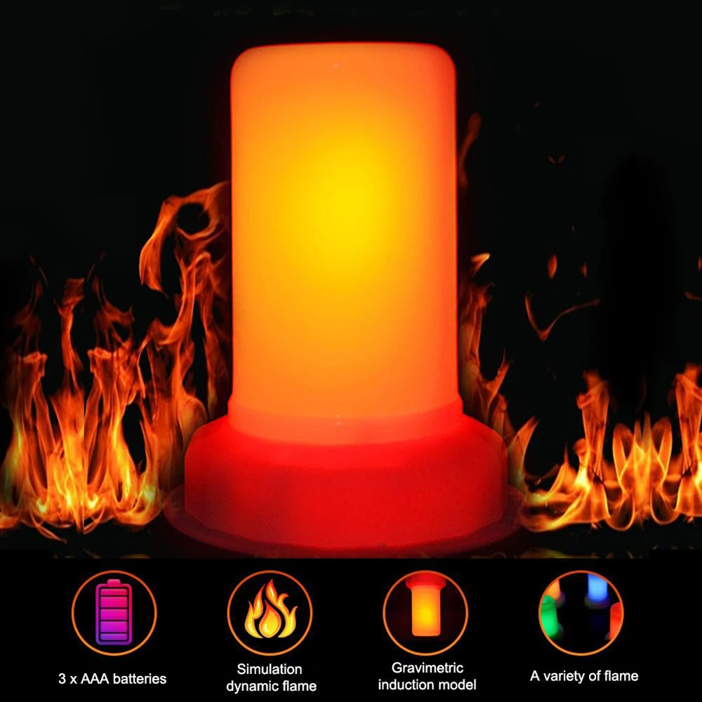  LED Nightlights DC 5V LED Flame Effect Lamp Flame decoration lamp Portable flame night light Ambien - 4000321865832