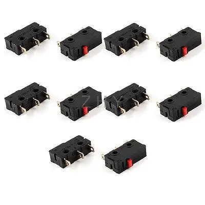 

10 Pcs AC 125 250V 5A SPDT 3Pins Red Push Button Actuator Micro Limit Switch NEW