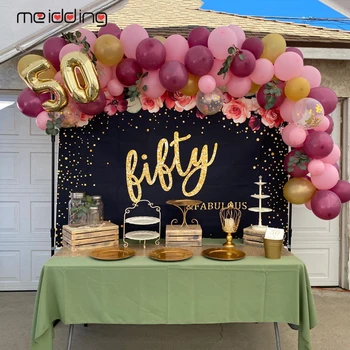 

Burgundy pink 118pcs latex balloon arches suit ballons chain garland wedding party birthday decor baloon accessory baby shower