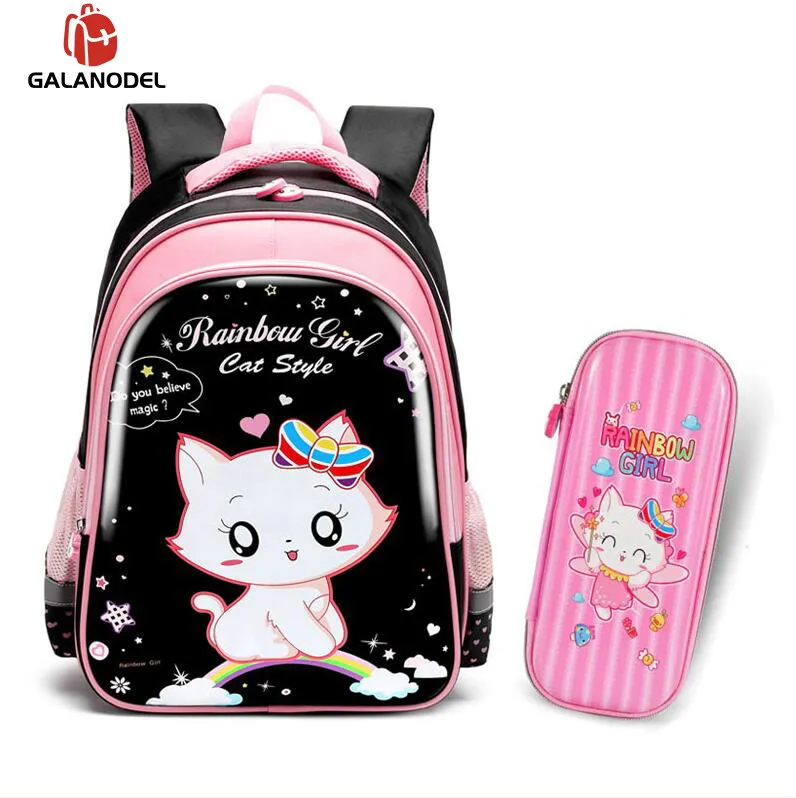 Вырезанная кошка школьная сумка для девочек с мультяшным рисунком Рюкзак Водонепроницаемый Нейлон Детская сумка Mochila Infantil рюкзак - Цвет: Big2