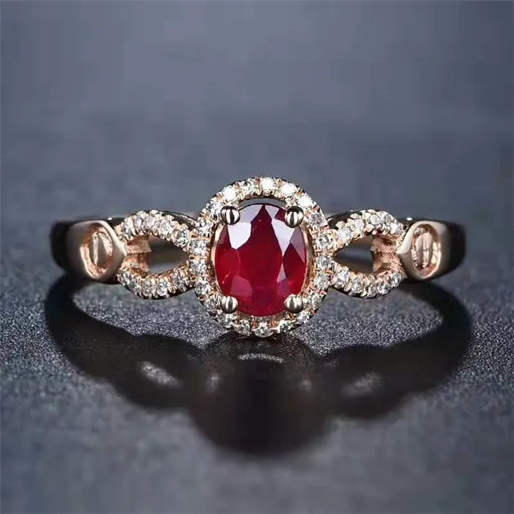 

Europe And America Hot Sales Multicolored Jewelry 18K Gold 0.39 Carat Natural Pigeon Blood Ruby Ring