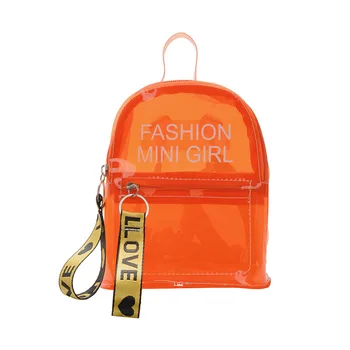 

2020 Summer Children's Bag Color Belt Transparent Backpack Large Capacity Male Female Baby Korean Fashion Letter Hand Bag New