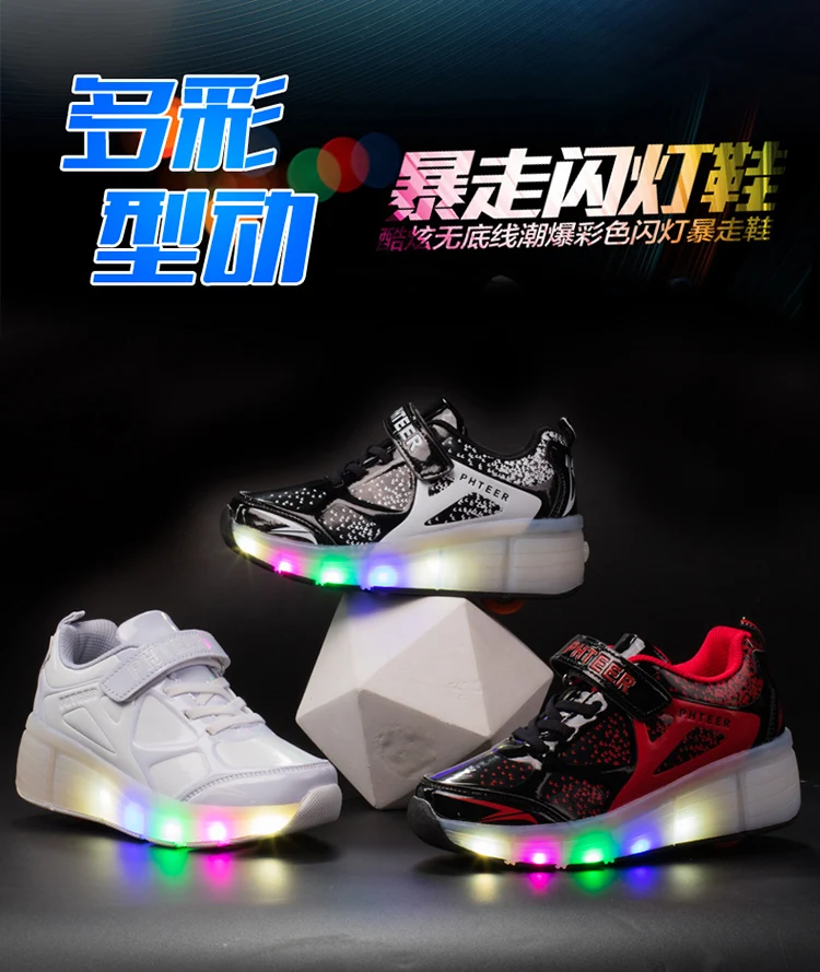 Кроссовки детские кроссовки с колесиками роликовые скейт обувь Детские светящиеся кроссовки светодиодные светящиеся обувь для мальчиков и девочек