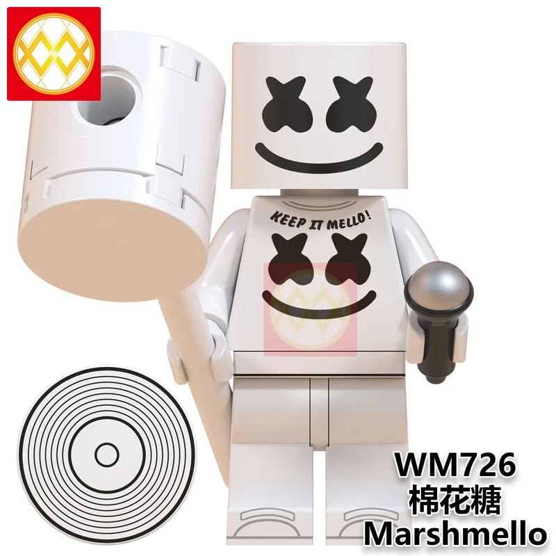 WM6064 DJ Marshmallow костюм кирпичи звезды знаменитостей коллекция MJ поцелуй игрушечные гитары Дэдпул Боб Росс строительные блоки игрушки - Цвет: WM726