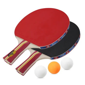 

2pcs/lot Table Tennis Bat Racket Double Face Pimples In Long Short Handle Ping Pong Paddle Racket Set With Bag 3 Balls