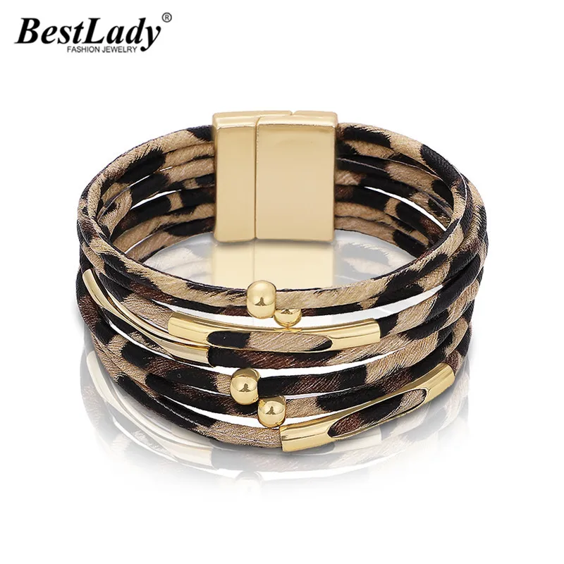 Многослойный кожаный браслет Best lady для женщин подарок на Хэллоуин богемный