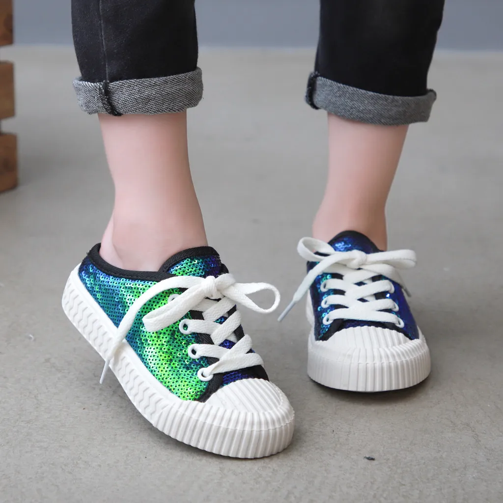 Модные блестящие кроссовки с жемчужинами для маленьких мальчиков и девочек