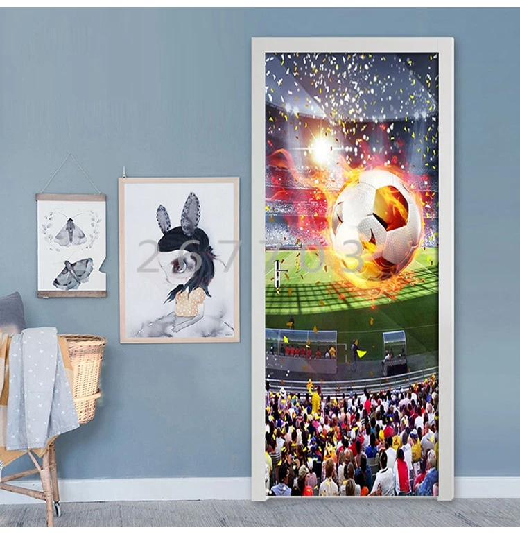3D обои HD огромное футбольное поле 3D Фреска Гостиная Кабинет 3D дверь стикер ПВХ самоклеющиеся водонепроницаемые настенные Стикеры