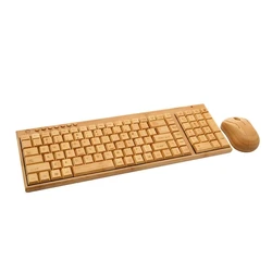 Para bambu teclado mouse conjunto de combinação sem fio para computador portátil escritório usb plug and play, presentes naturais da novidade do teclado dos ratos