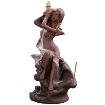 

Incense Burner with Conch Handmade Figurine Delicate Ceramic Incense Holder Backflow Incense Holder for Reading Home Office