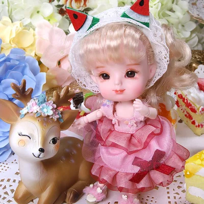Dream Fairy 1/12 BJD кукла Додо кукла ob11 14 см мини-кукла 26 шарнир тела милый детский подарок игрушка Ангел сюрприз кукла - Цвет: watermelon