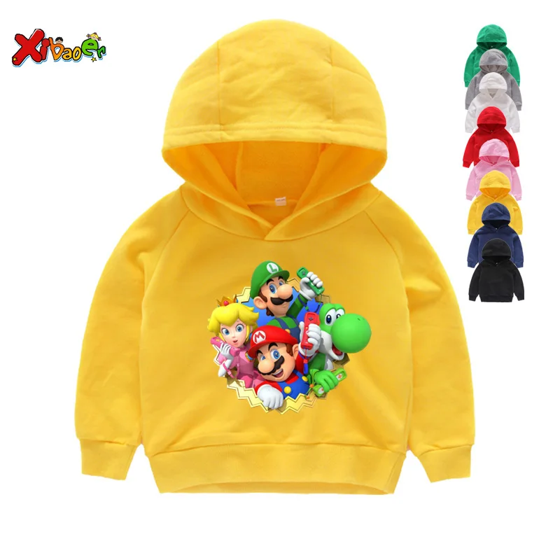 Детские толстовки с капюшоном с принтом «Super Mario Bros» и «Number» для мальчиков и девочек; подарок на день рождения; одежда с цифрами; забавные толстовки с капюшоном с героями мультфильмов для малышей; толстовки - Цвет: Kids Hoodies