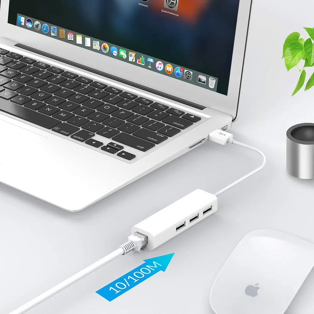 3 USB 2,0 порта концентратор с USB Ethernet RJ45 LAN адаптер ноутбук Ethernet док-станция Сетевой удлинитель для Mac IOS Android PC Chromebook