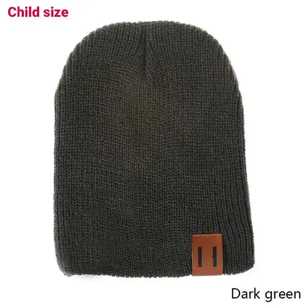 child dark green TRUENJOY/Новое поступление, Детская Зимняя Шапка-бини, мягкая теплая вязаная шапочка-бини для мужчин и женщин, SKullies, девочки-мальчики, взрослые дети - Цвет: child dark green