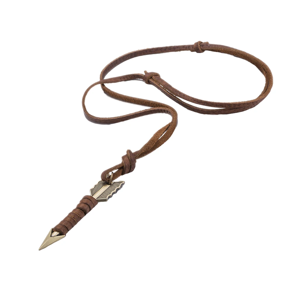 

Leather Chain Necklace Handmade Solid Simple Retro Necklace Neck Jewelry Accessories for Men Gift