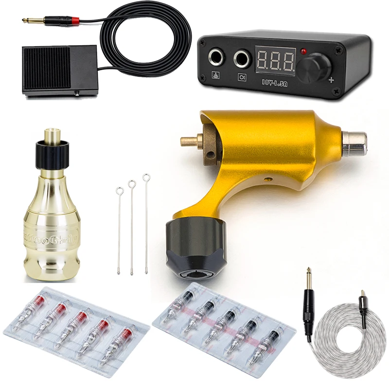 

High Quality Tattoo Kit Japan Motor Rotary Machine Foot Switch Mini Power Supply Cartridge Needles Clip Cord Tattoo Kit Tools