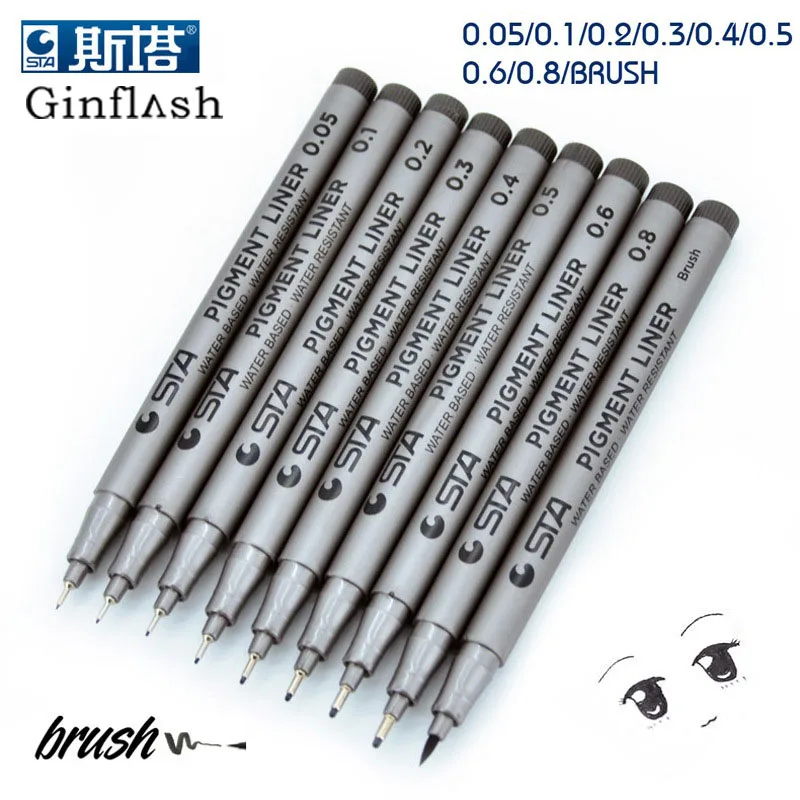 STA pen drawing fiber needles fine liner pen sketch sign pen for designer architect artist comics office DP047 waterpfoof artist paintbrush set fine