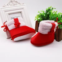 Infant Newborn Baby Boy Girl Winter Fur Snow Boots With Bow Tie Warm Shoes Mid-tube Booties 4