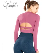 Топы Спортивные для женщин сексуальная красота сзади женские футболки для йоги рубашки с длинными рукавами Топ быстросохнущая рубашка Для Бега Спортзала одежда спортивная рубашка
