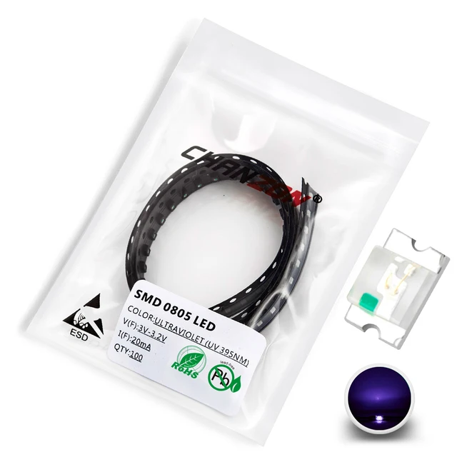 100pcs 0805 (2012) SMD LED Emitting Diode Kit Lamp Chip Light Beads Warm White Red Green Blue Yellow Orange UV Pink Micro 3V SMT 100pcs UV