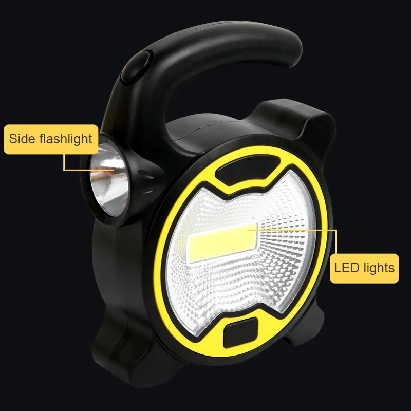 Mini Lanterne Projecteur LED COB + Torche Latérale - Portable, 100 Lumens - Pour Camping, Travail