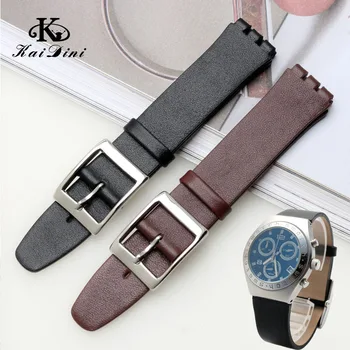 

Calf skin Women Men Strap genuine leather watch strap 17mm for swatch Watch genuine watchband Special interface
