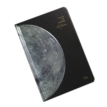 

Planet Dream Hard Cover Lined Papers Notebook Journal Diary Beautiful Universe Notepad Boys Mens Stationery Gift-Moon