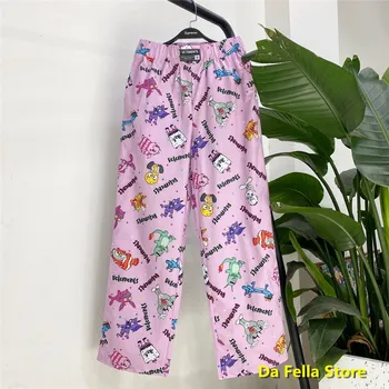 

2020SS VETEMENTS Pants Cartoon Colors Full Logo Pink Vetements Sweatpants Men Women Good Quality VTM Pants VTM Trousers