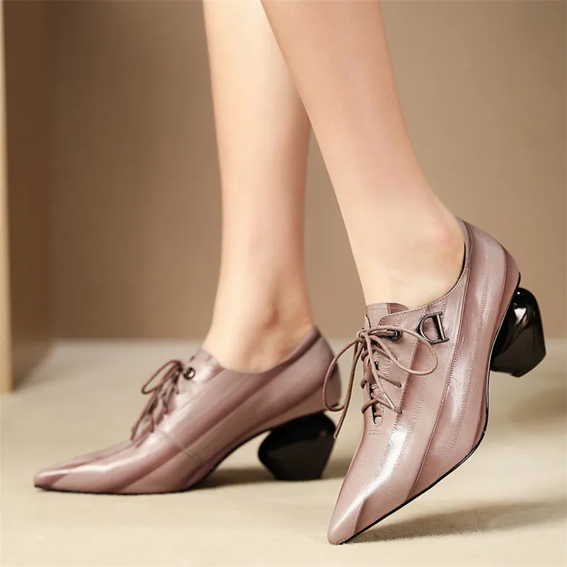 

2020 New Vintage Fashion Print SheepSkin Women PumpsSpring Autumn New Pointed Toe High Heels Party Office Shoes Woman