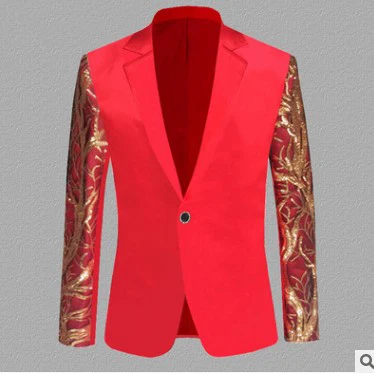 CYSINCOS однобортный сценический пиджак с блестками, мужские вечерние костюмы в стиле хип-хоп, модный Театральный Костюм с цифровой печатью, мужской блейзер - Цвет: Red 2