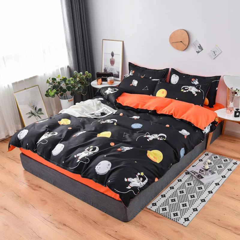 

Cosmic pattern printing AB side duvet cover + flat sheet + pillowcase Kid Child Teen Boy Girl Bedding Linen Set