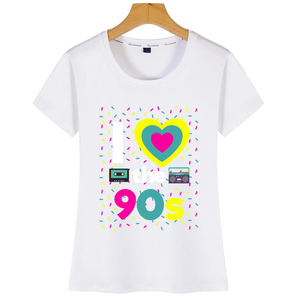Женские топы, футболки I Love The 90s 90, вечерние, девиз, вечерние, забавные, бумбокс, Gi, модные, с надписями, хлопковая футболка