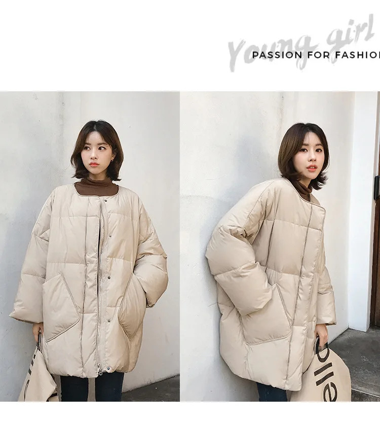 Южная Корея, Dongdaemun, женское платье, пуховое пальто, пуховое пальто, белое, утиный пух, средней длины, модный пуховик для женщин и мужчин