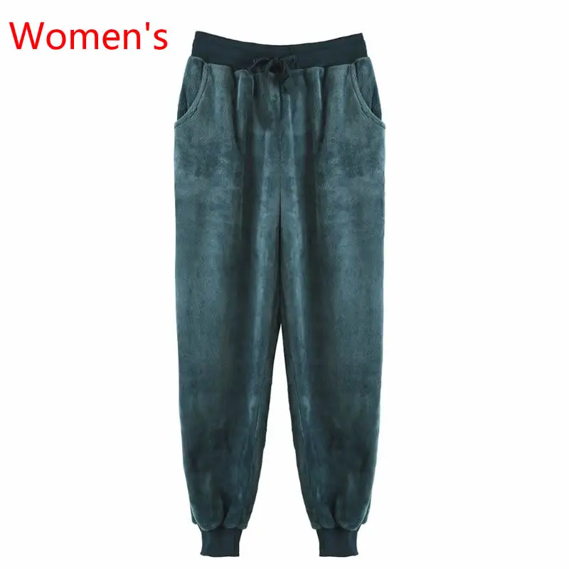 Women Dark Green Осень Зима Уютная пижама брюки для отдыха пижамы толстые коралловые флисовые штаны для женщин и мужчин M-2XL - Цвет: Women Dark Green