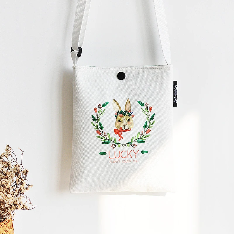 

New Cartoon Canvas Girl Mini Crossbody bag Buckle Mobile phone bag Casual Printing Simple High quality Shoulder bag Woman bag
