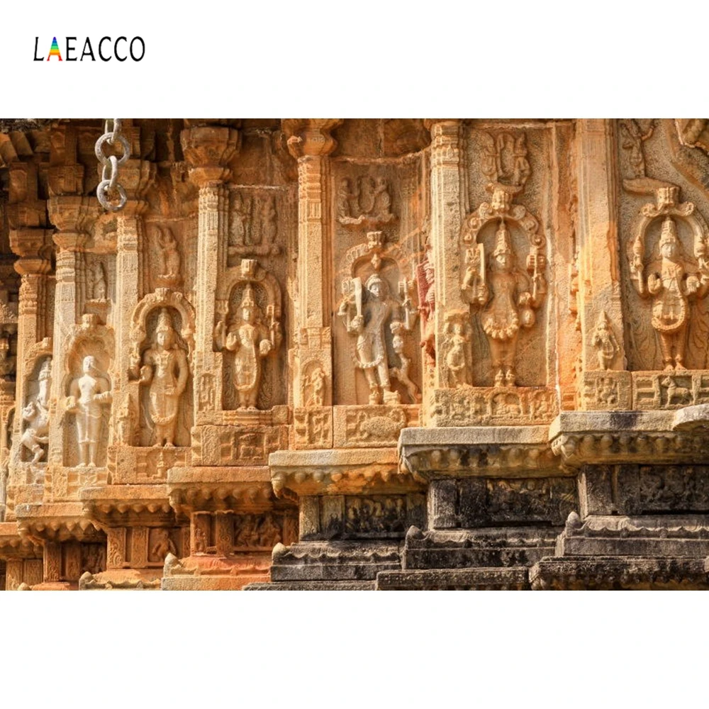 

Laeacco Intricately Carved Stone Pillars Indian Temple Photography Backdrops Vinyl Custom Photo Backgrounds For Photo Studio