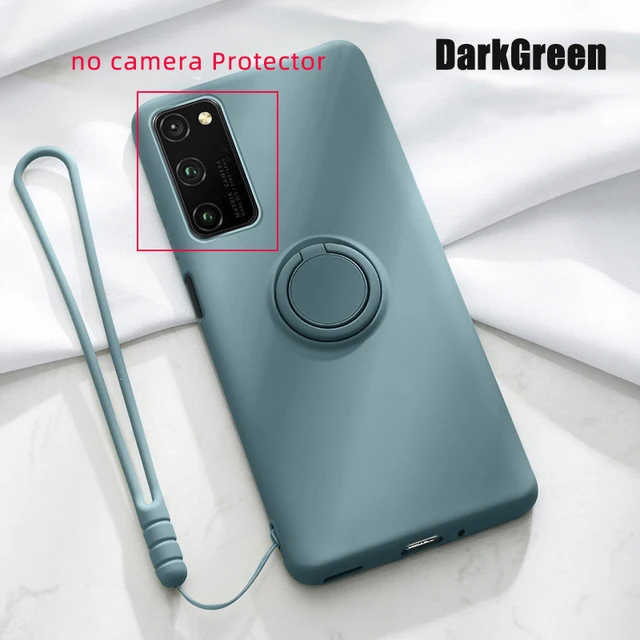 S20 Ultra S20Ultra S20 Plus S20FE Case Liquid Silicone Soft Ring Shockproof Cover for Samsung Galaxy S20 Ultra S20 fe Plus S20FE S20 FE dark green